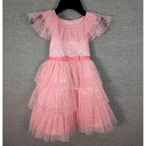 Jona Michelle Polk a dot Party Dress Tulle Ruffle Size 4T